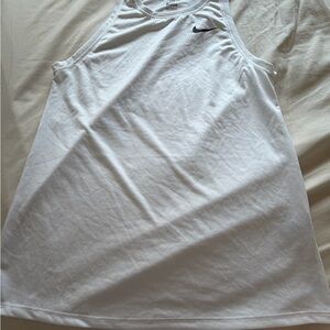 Nike White Dri-FIT Tank with Black Swoosh